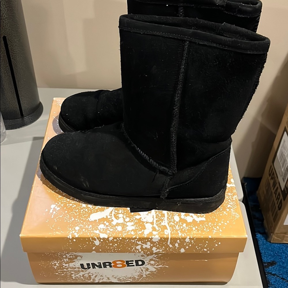 Unr8ed Ella Black Winter Boots for Women (Size 7)